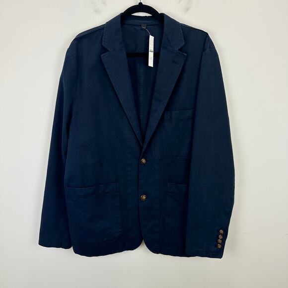 J.Crew Garment Dyed Cotton Linen Chino Suit Jacket Navy Classic Mens US 42 NWT - Picture 7 of 15